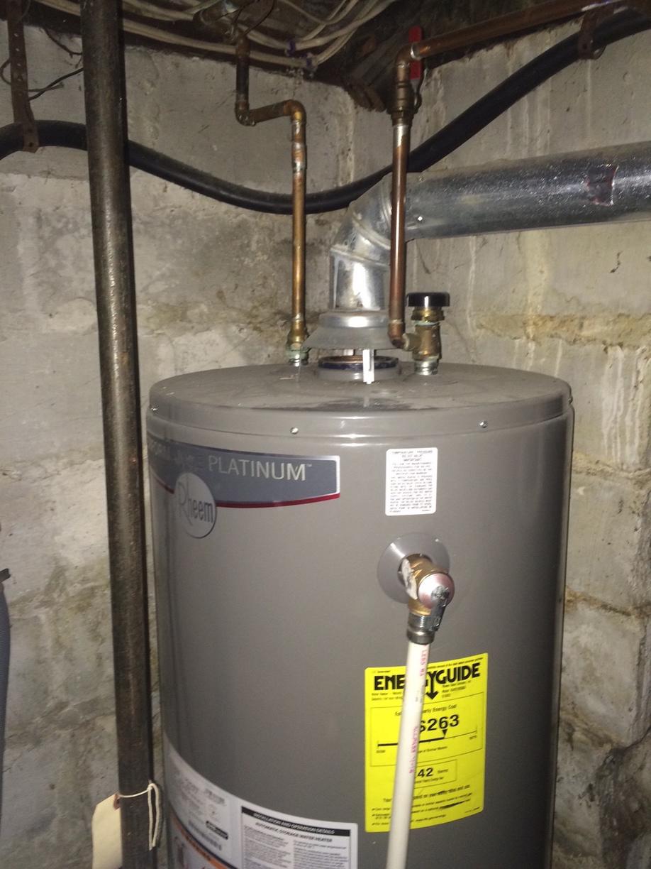 Hot water heater replacement in Natick, MA - Before