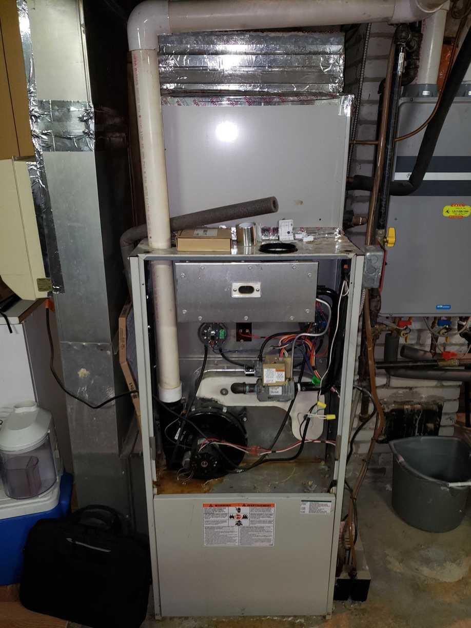 Furnace and Humidifier install in Auburndale, MA - Before